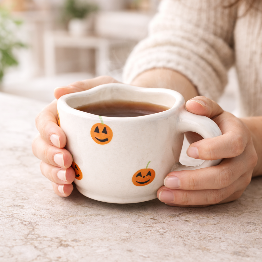 Pumpkin Print Ceramic Coffee Mug – Cute Halloween Aesthetic Tea Cup