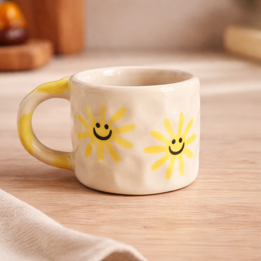 Cute Sun Print Ceramic Coffee Mug – Smiley Sunshine Design