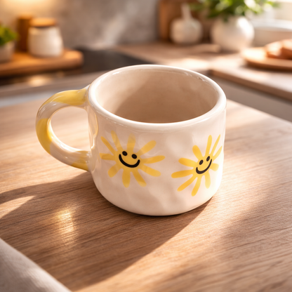 Cute Sun Print Ceramic Coffee Mug – Smiley Sunshine Design