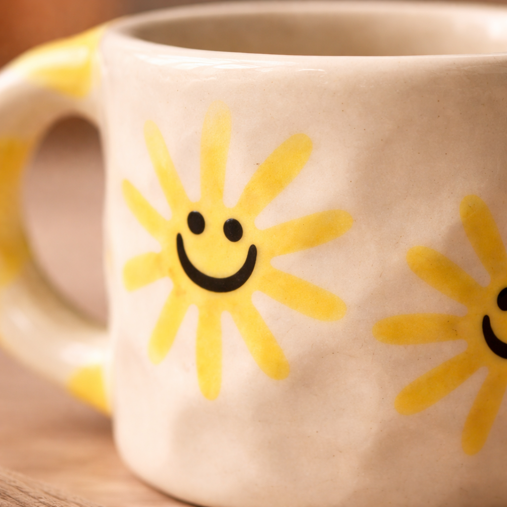 Cute Sun Print Ceramic Coffee Mug – Smiley Sunshine Design