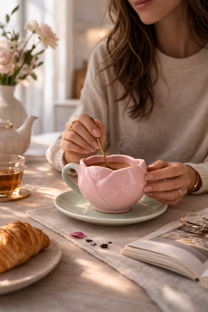 Lotus Shape Ceramic Coffee Mug