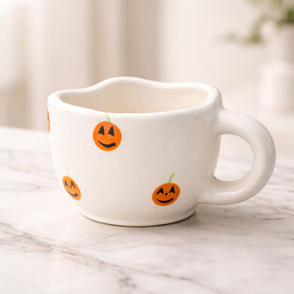 Pumpkin Print Ceramic Coffee Mug – Cute Halloween Aesthetic Tea Cup