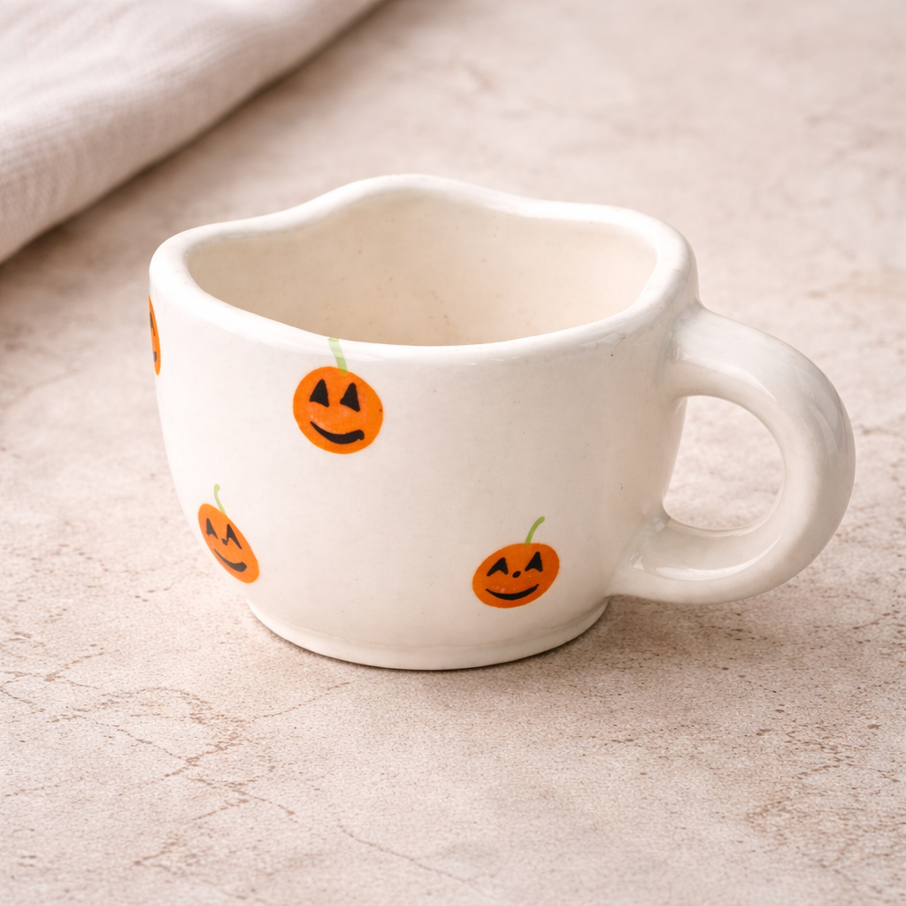 Pumpkin Print Ceramic Coffee Mug – Cute Halloween Aesthetic Tea Cup