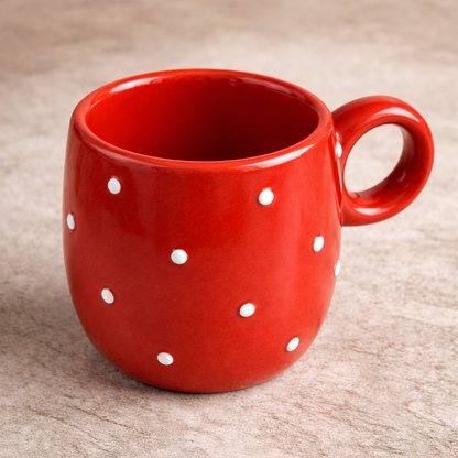 Strawberry Shape Ceramic Coffee Mug – Red Polka Dot Cute Tea Cup