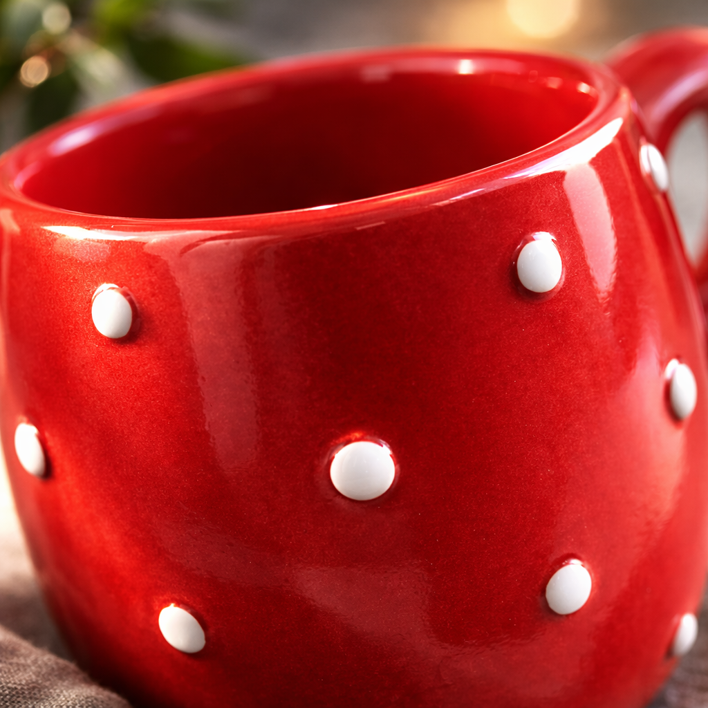 Strawberry Shape Ceramic Coffee Mug – Red Polka Dot Cute Tea Cup