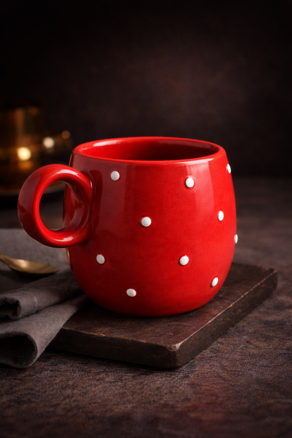 Strawberry Shape Ceramic Coffee Mug – Red Polka Dot Cute Tea Cup