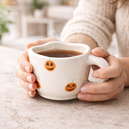 Pumpkin Print Ceramic Coffee Mug – Cute Halloween Aesthetic Tea Cup