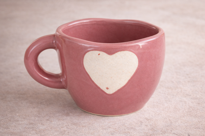 Heart-Shaped Design Ceramic Coffee Mug – Blush Pink Glossy Finish (300 ml)